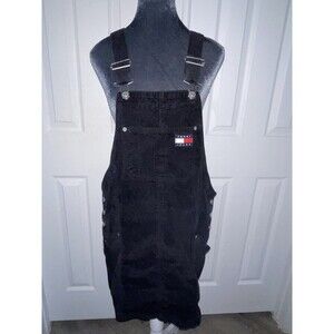TOMMY HILFIGER Womens Dungarees Corduroy Skirt L Black Cotton BF09